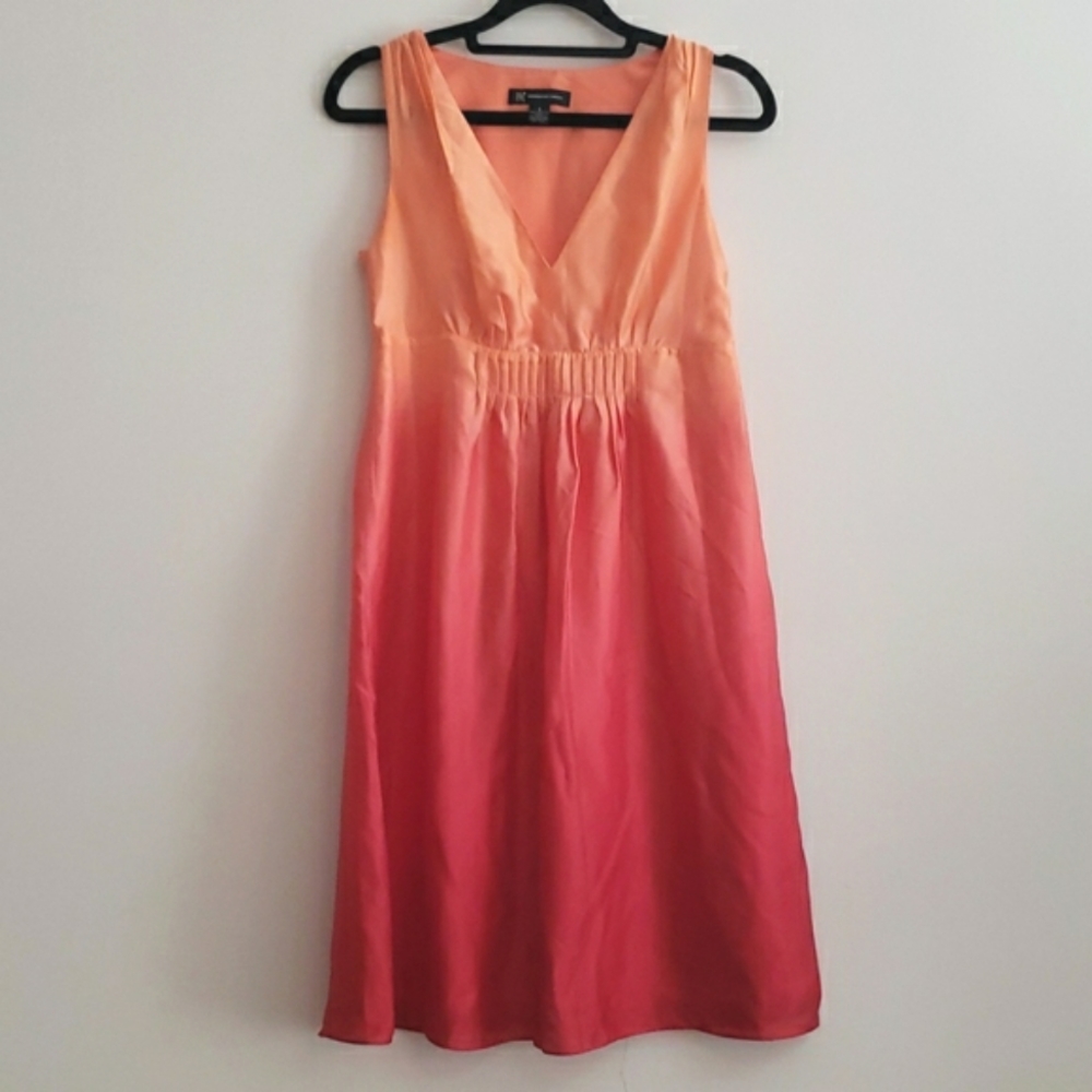 INC 100% Silk Ombré Orange to Red fully lined  Elegant Dress